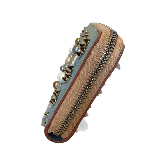 Christian Louboutin Blue Denim Mix Pearl Panettone Continental Wallet - Picture 3 of 8